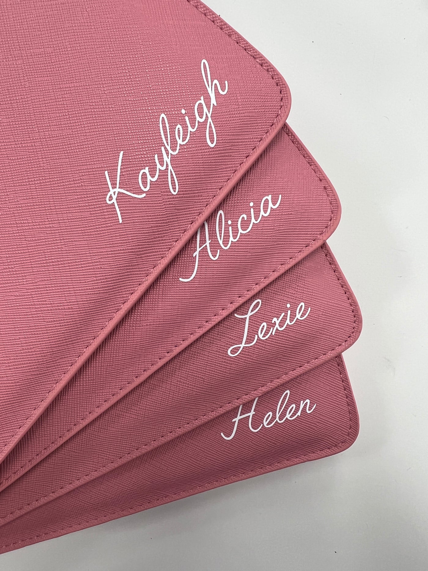 Personalised name clutch bag for bridesmaid gift