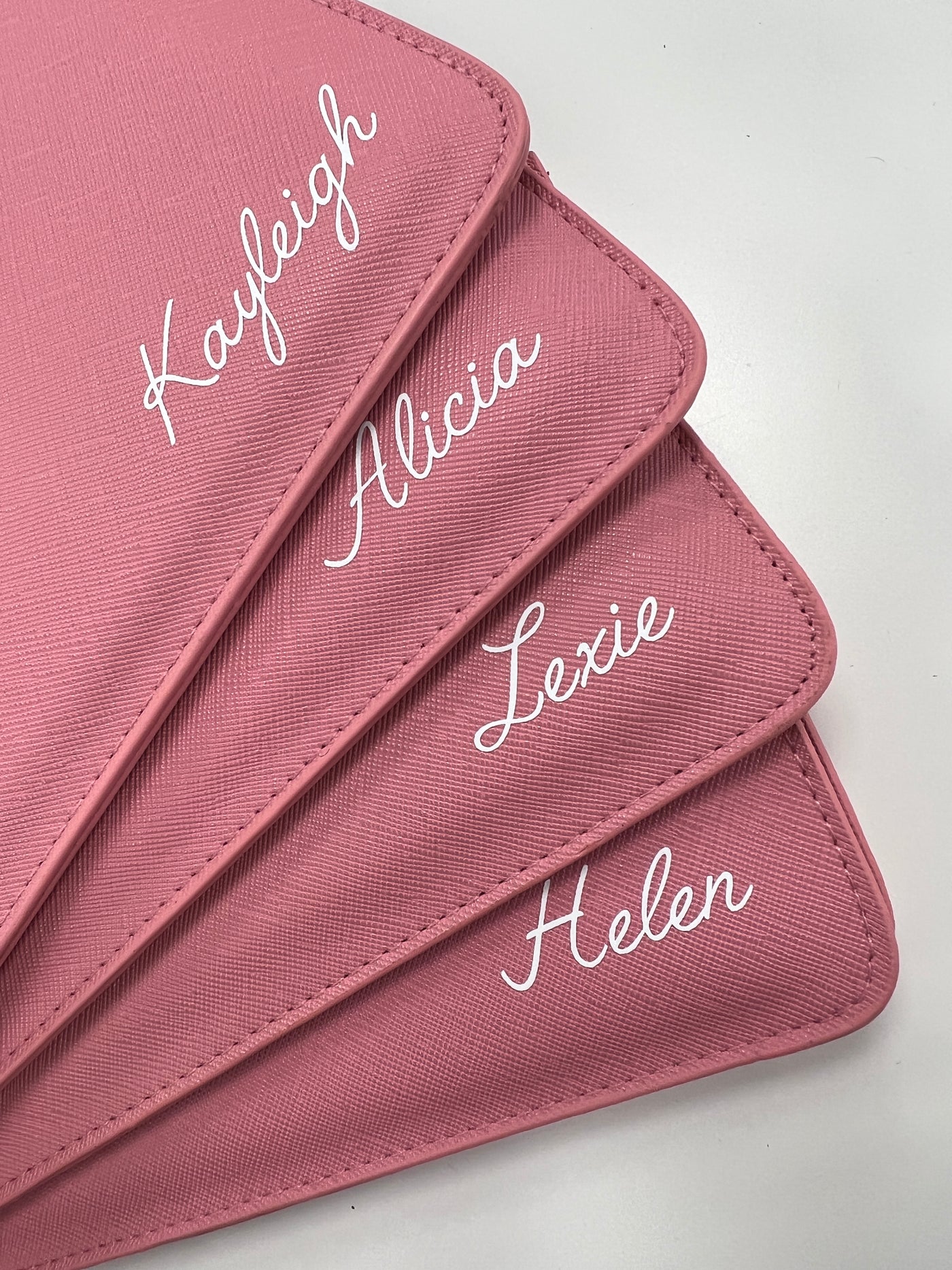 Personalised name clutch bag for bridesmaid gift