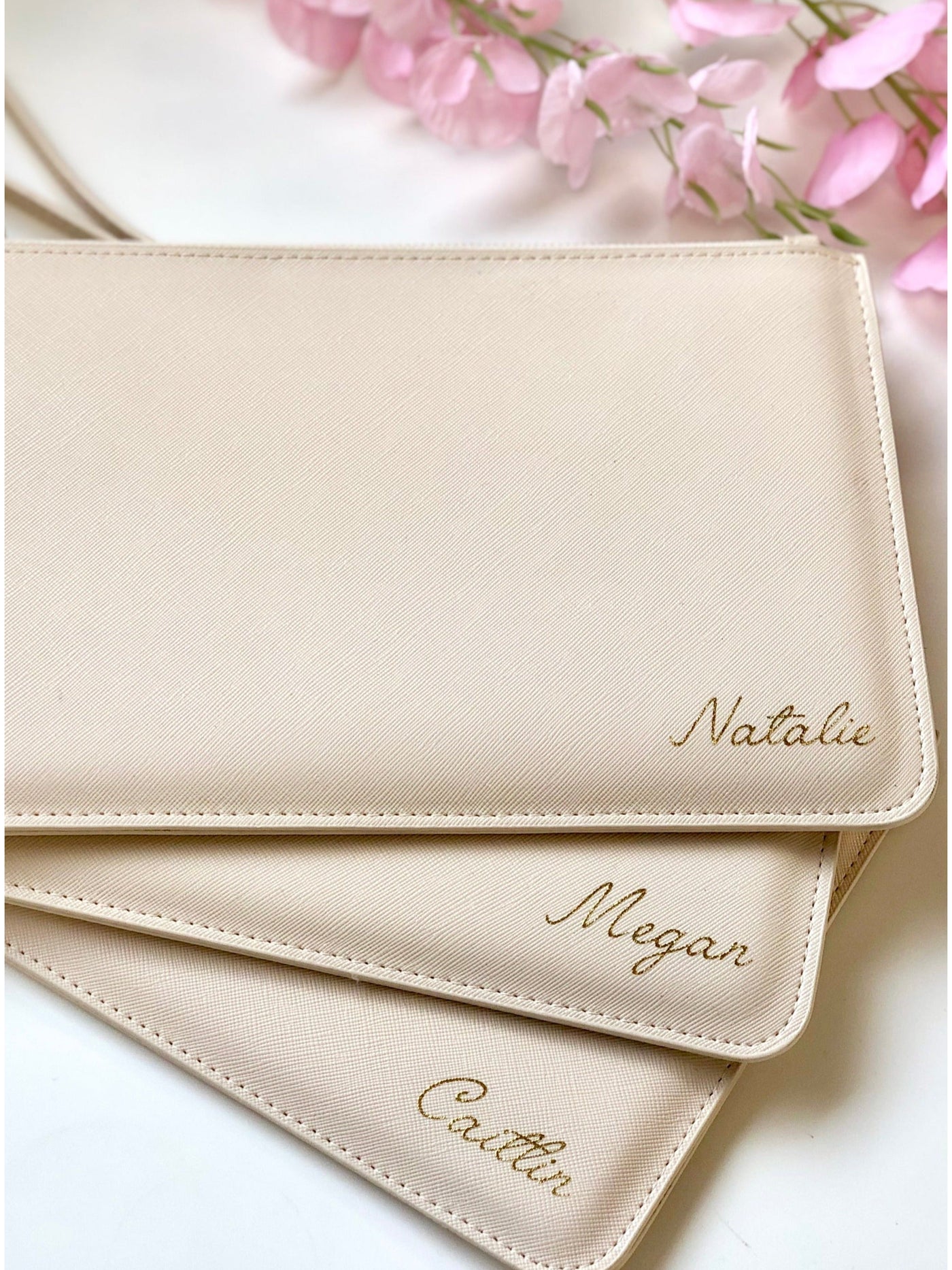 Personalised name clutch bag for bridesmaid gift