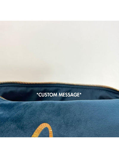 Personalised velvet cosmetic bag with name