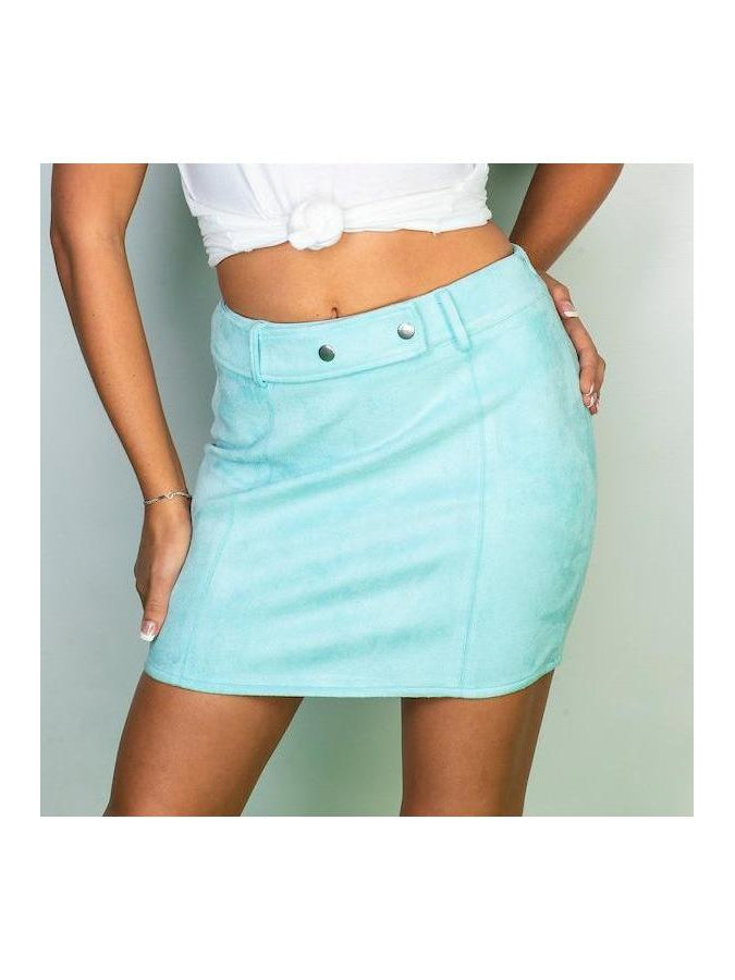 LOLA blue suede skirt