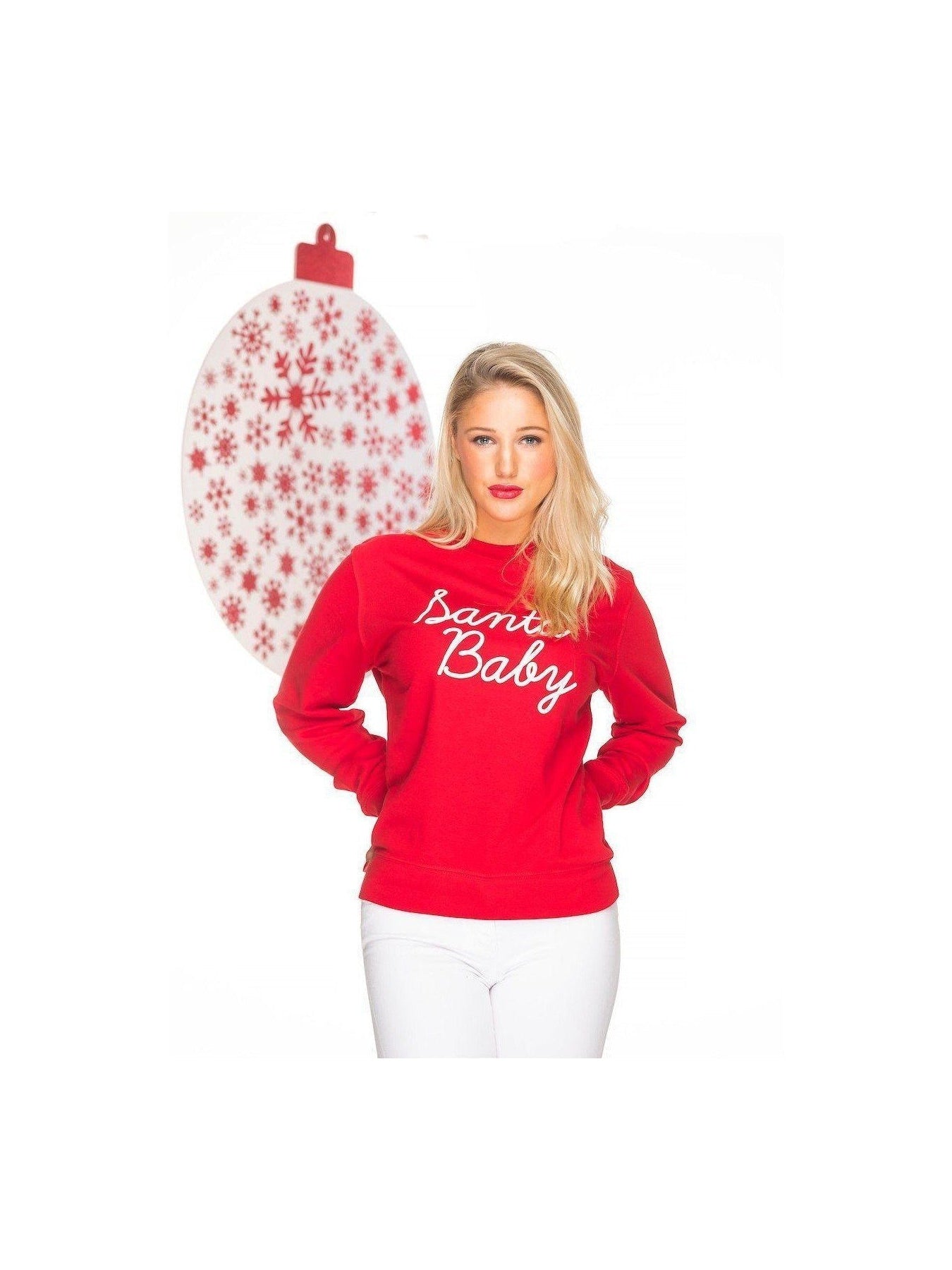 Santa Baby Christmas Jumper in white
