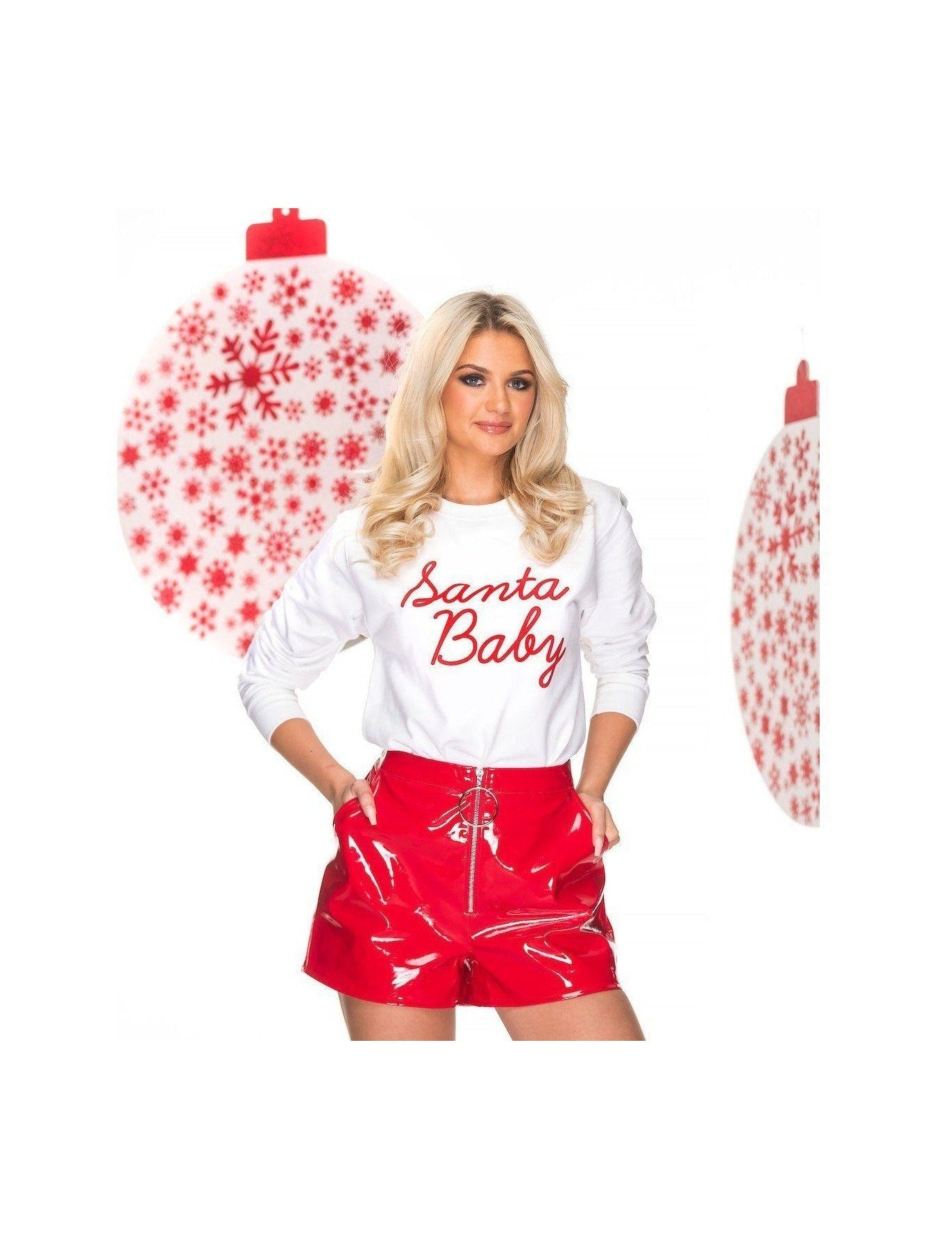 Santa Baby Christmas Jumper in baby Pink