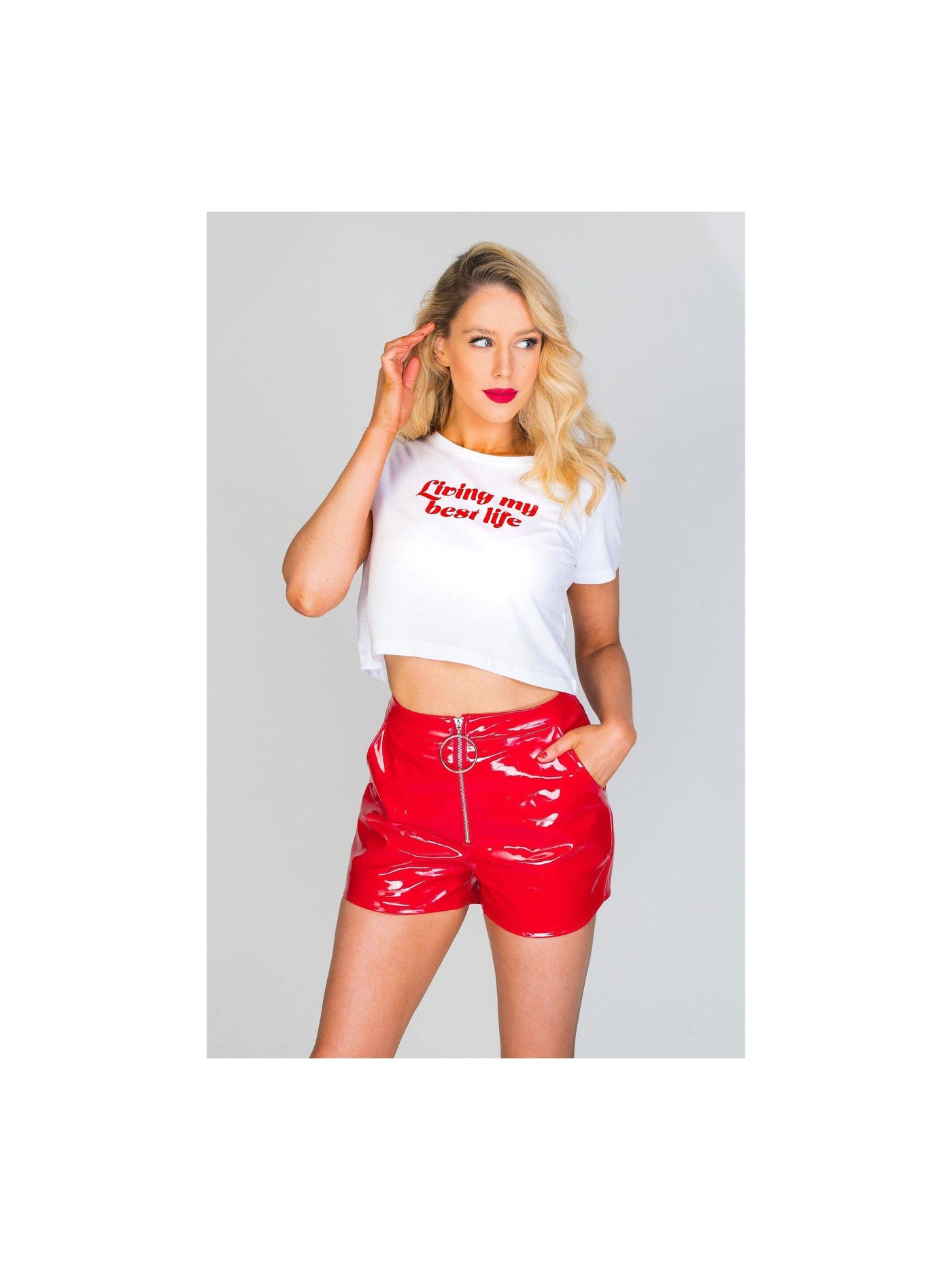 The 'Maria' Red Vinyl Shorts