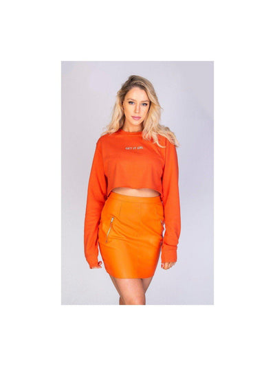 GET IT GRL cropped sweatshirt in orange