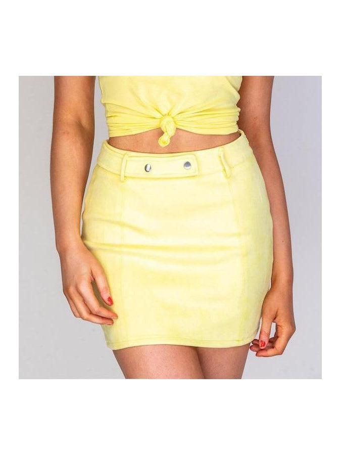 LOLA suede mini skirt in lemon yellow
