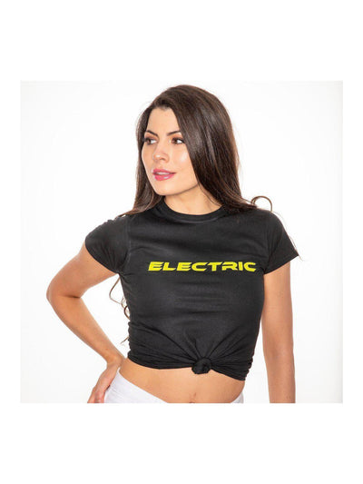 ELECTRIC t shirt in black with neon green print