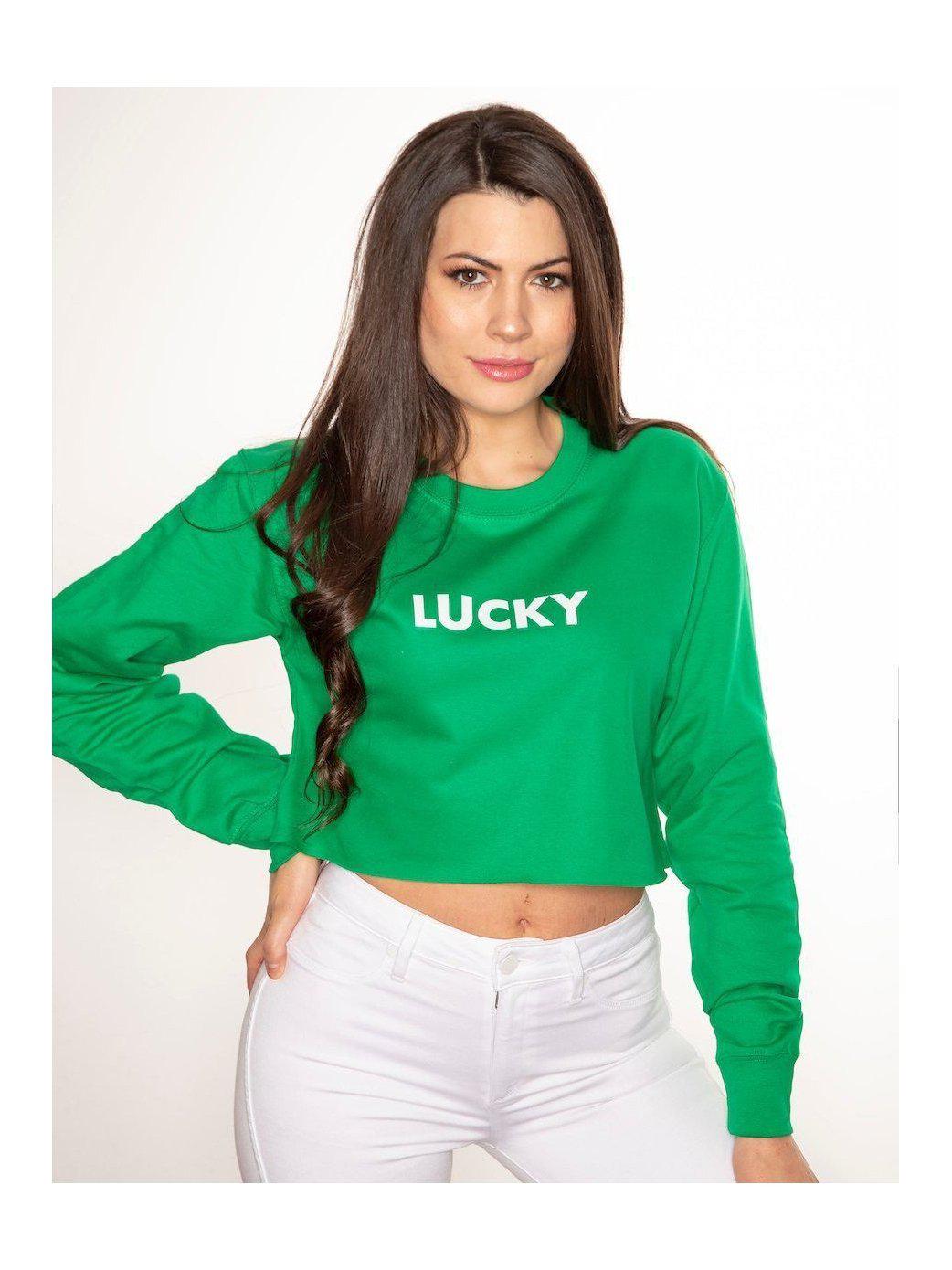 LUCKY cropped sweatshirt in green