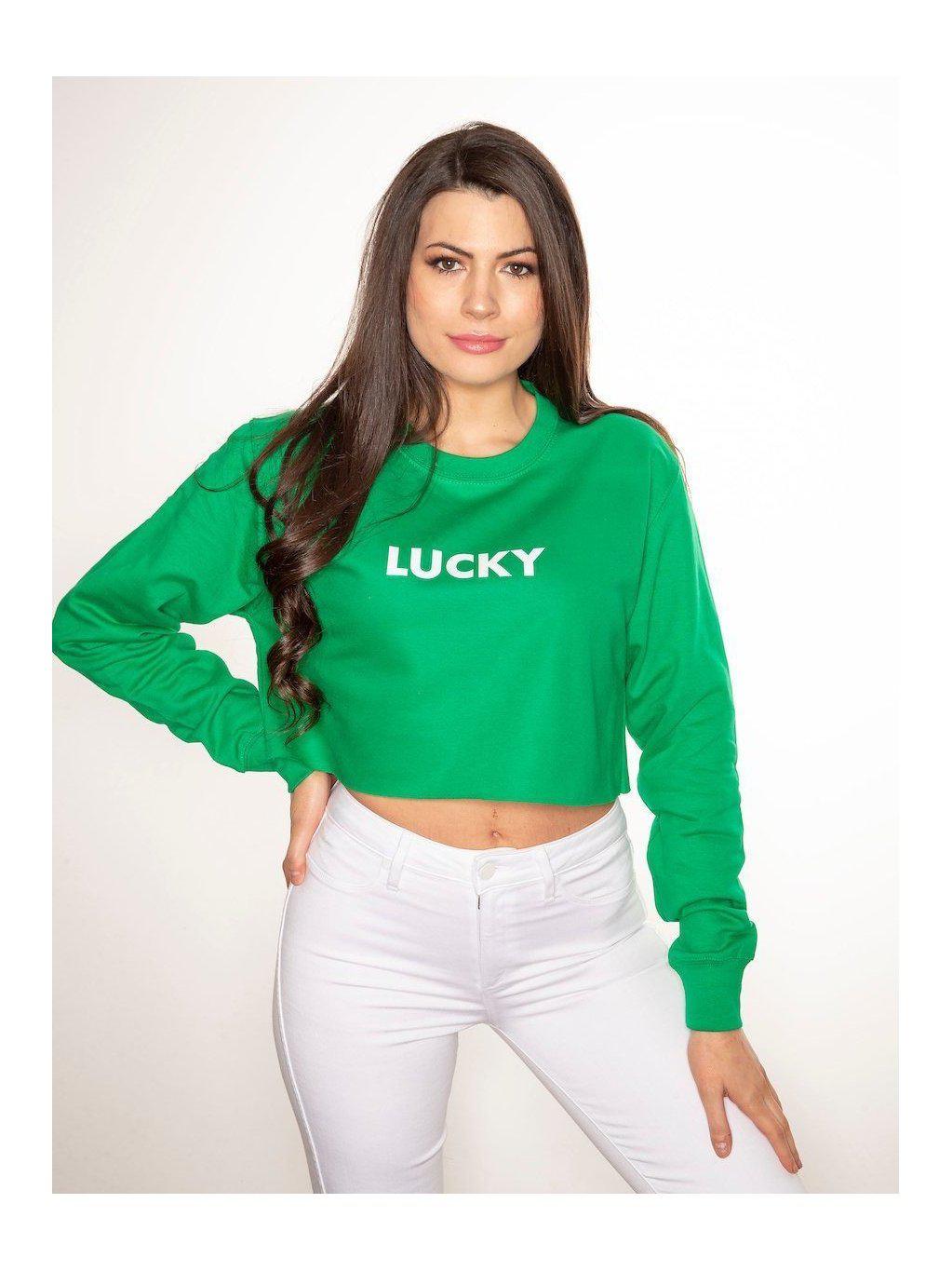 LUCKY cropped sweatshirt in green