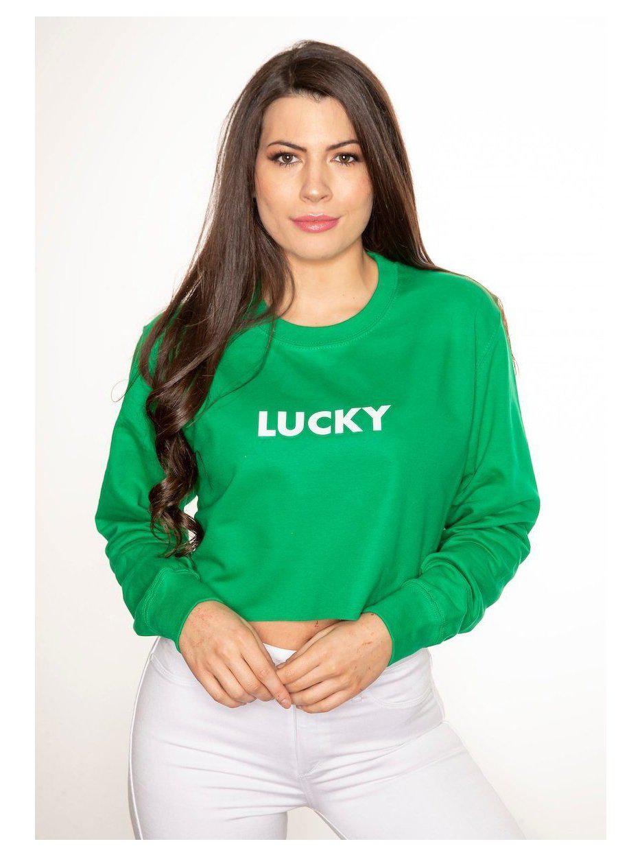 LUCKY cropped sweatshirt in green