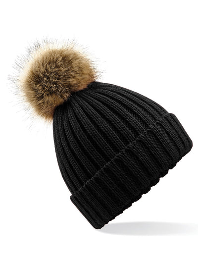 Faux Fur Pom Pom Beanie Hat