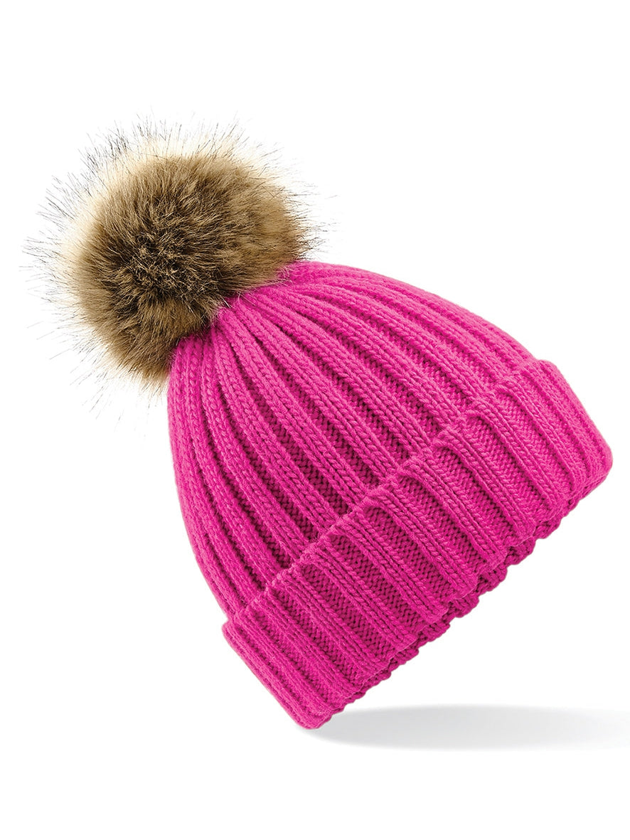 Faux Fur Pom Pom Beanie Hat