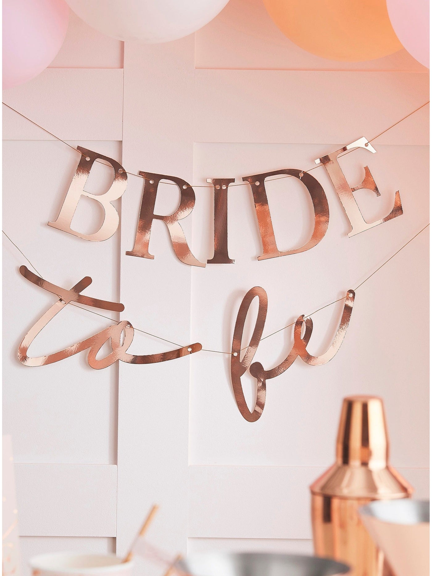 Rose Gold Bride to Be Hen Party Banner