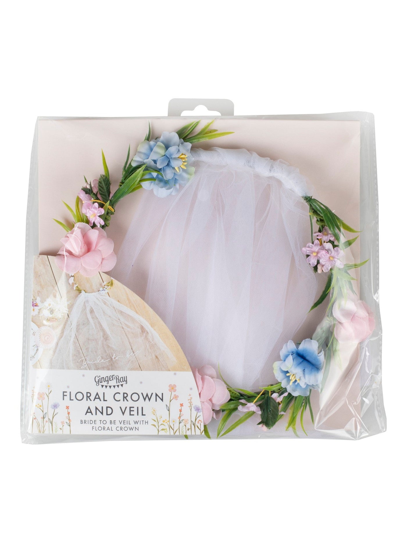 Bride To Be Hen Party Veil with Floral Crown