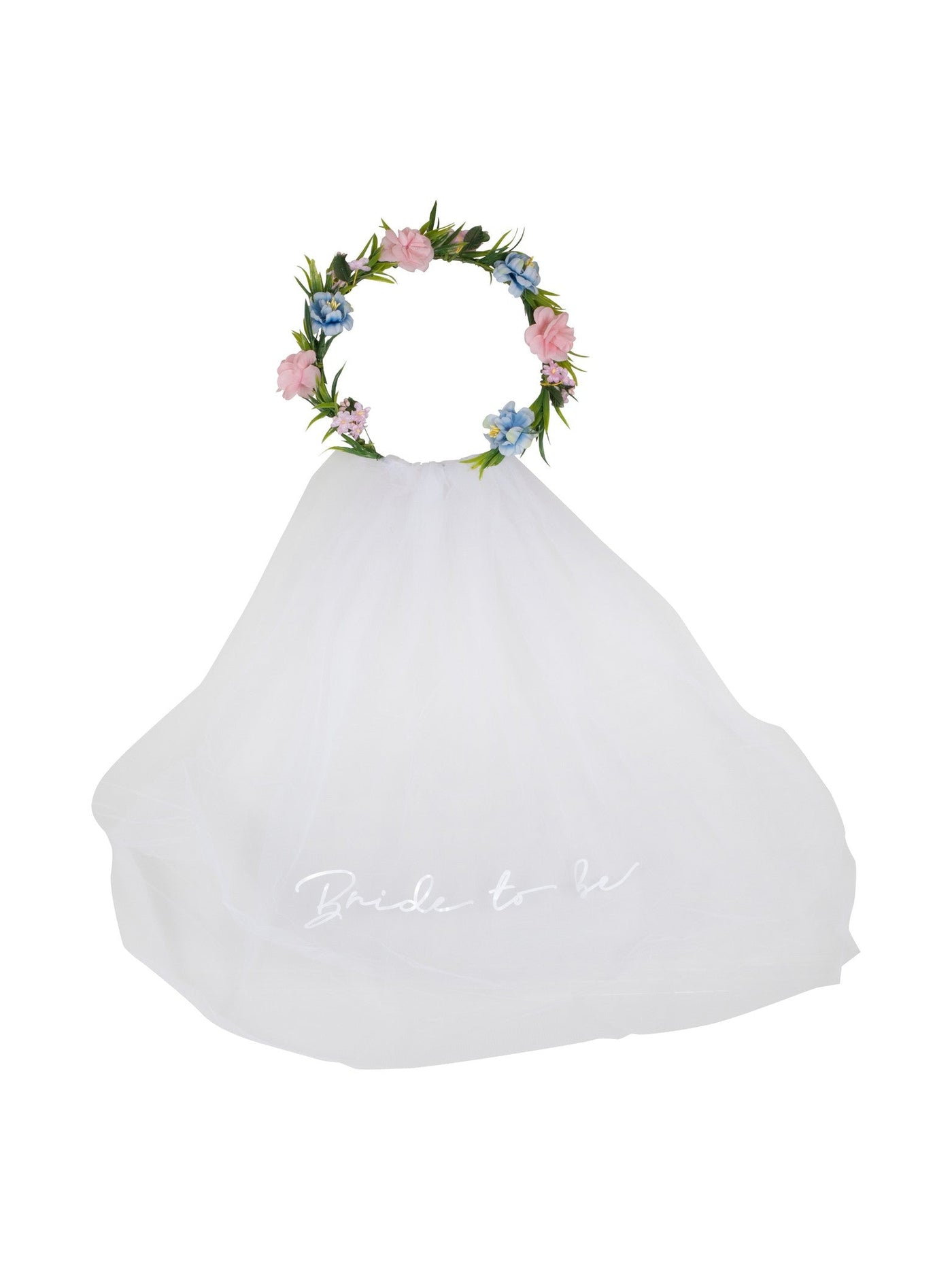 Bride To Be Hen Party Veil with Floral Crown