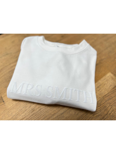 Personalised Mrs Embossed Name Sweatshirt