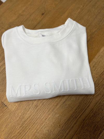 Personalised Mrs Embossed Name Sweatshirt