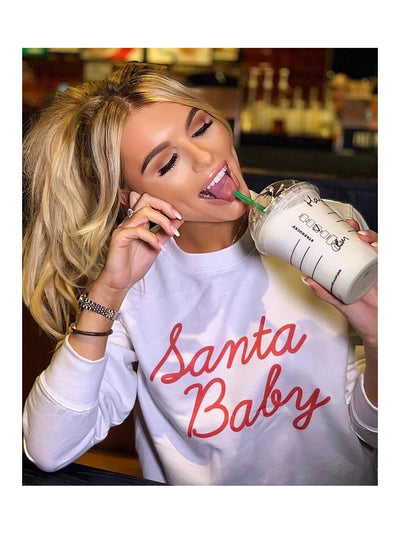 Santa Baby Christmas Jumper in white