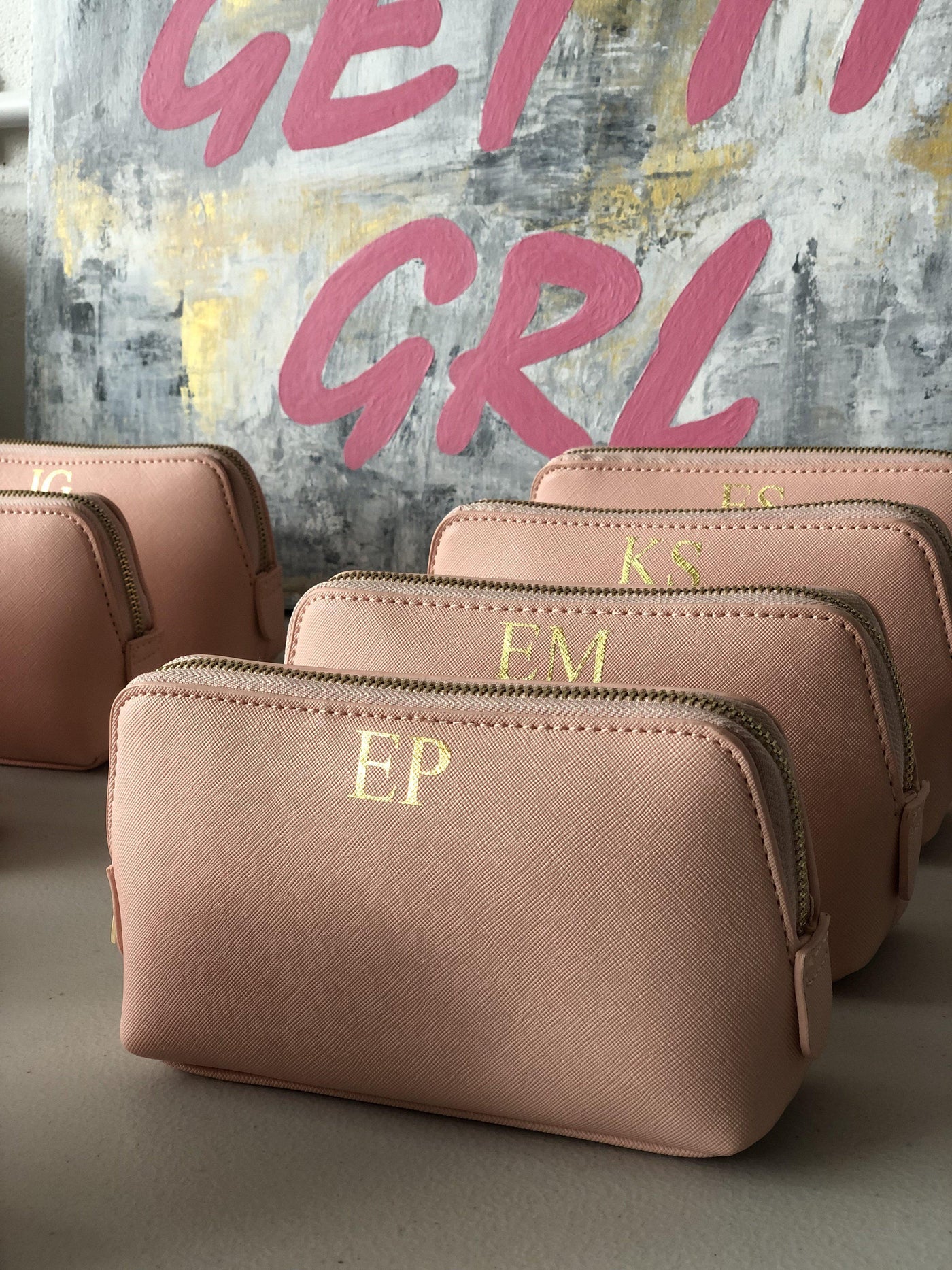 Personalised make-up bag with gold foil monogram