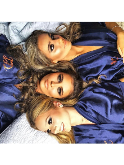 Navy Blue Personalised Satin Bridesmaid Robe