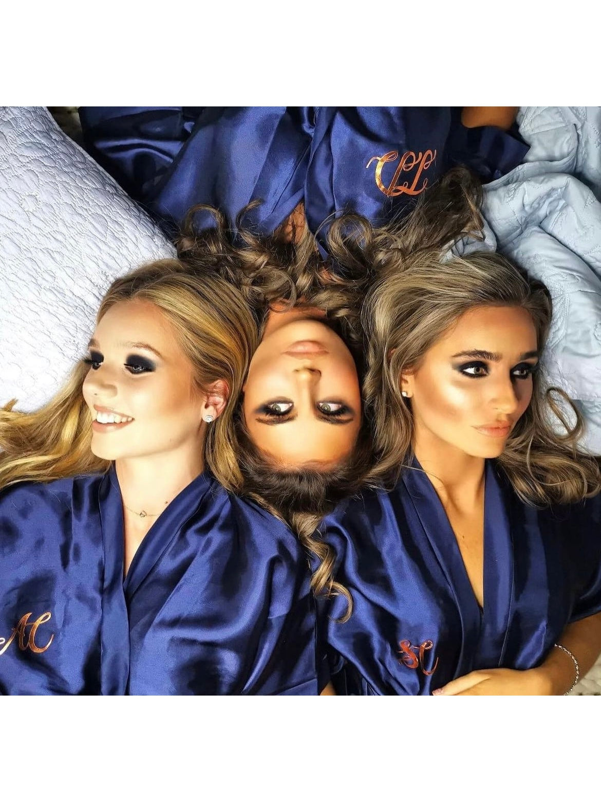 Navy Blue Personalised Satin Bridesmaid Robe