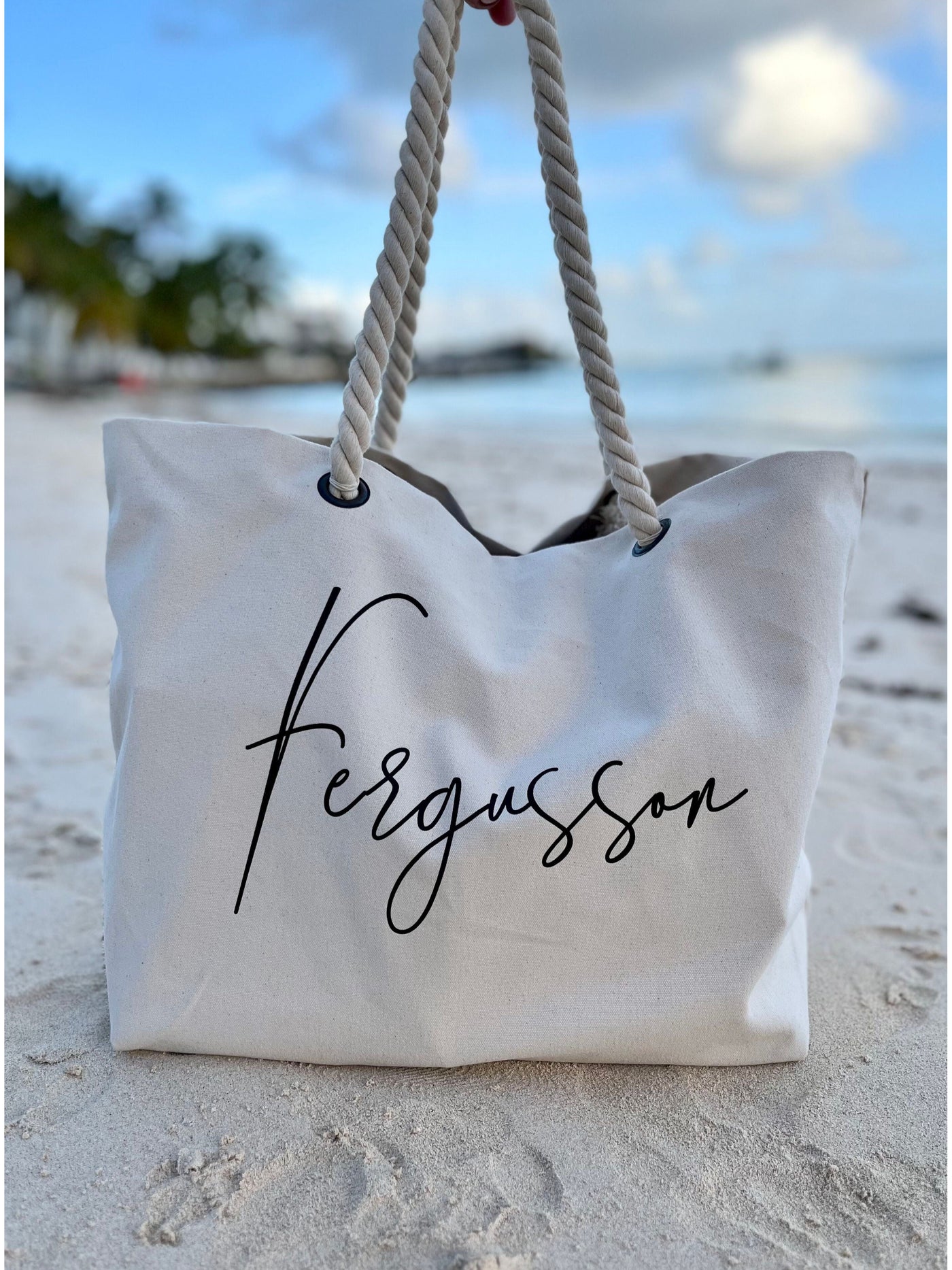 Personalised Beach Tote Bag with name