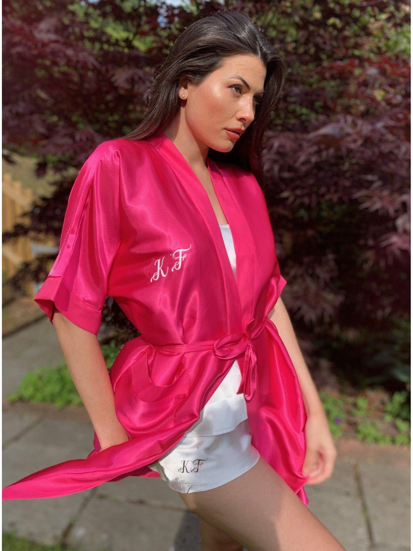 Hot Pink Personalised Satin Bridesmaid Robes