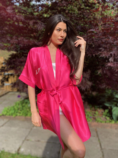 Hot Pink Personalised Satin Bridesmaid Robes