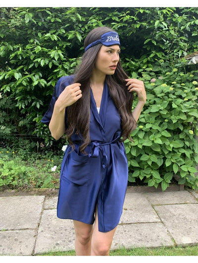 Navy Blue Personalised Satin Bridesmaid Robe