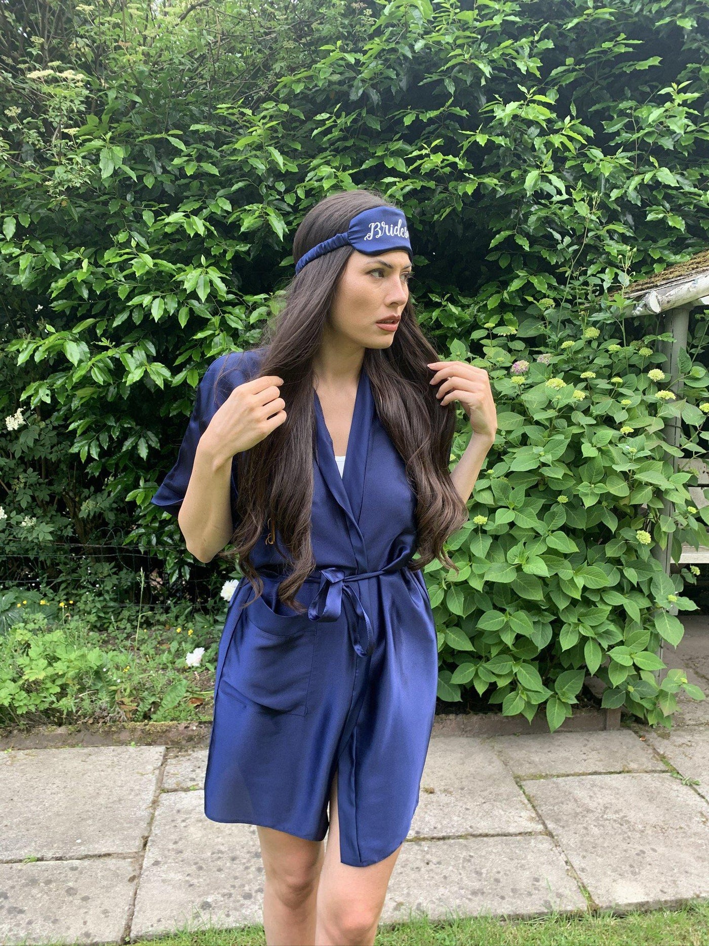 Navy Blue Personalised Satin Bridesmaid Robe