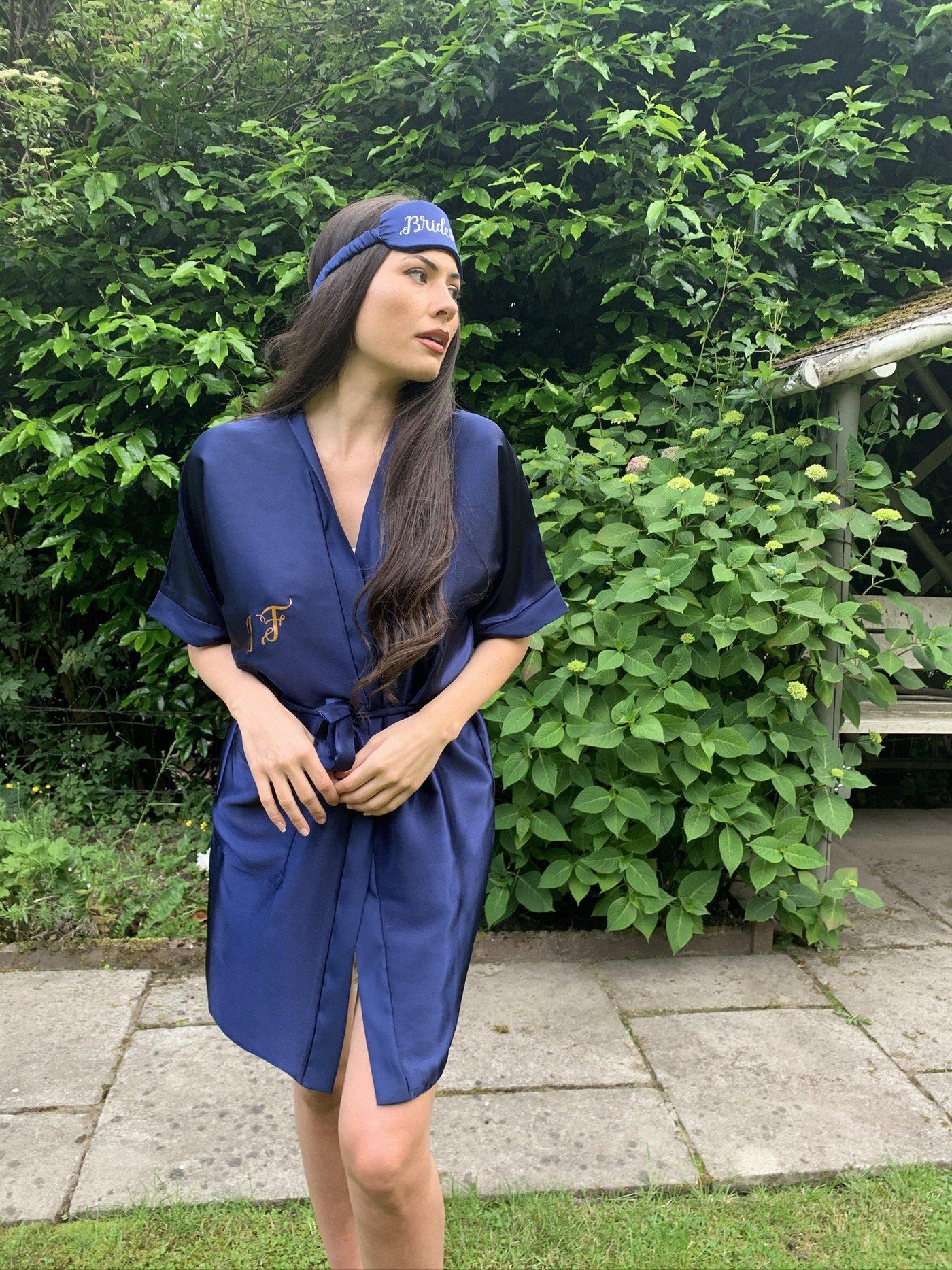 Navy Blue Personalised Satin Bridesmaid Robe