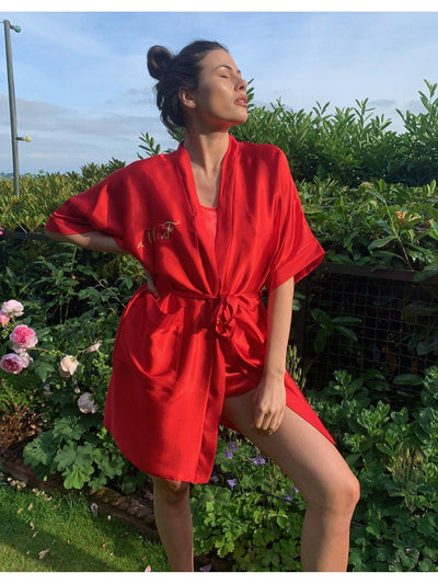 Red Personalised Satin Robe