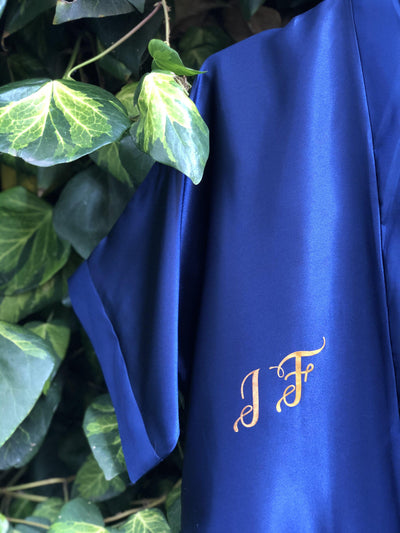 Navy Blue Personalised Satin Bridesmaid Robe