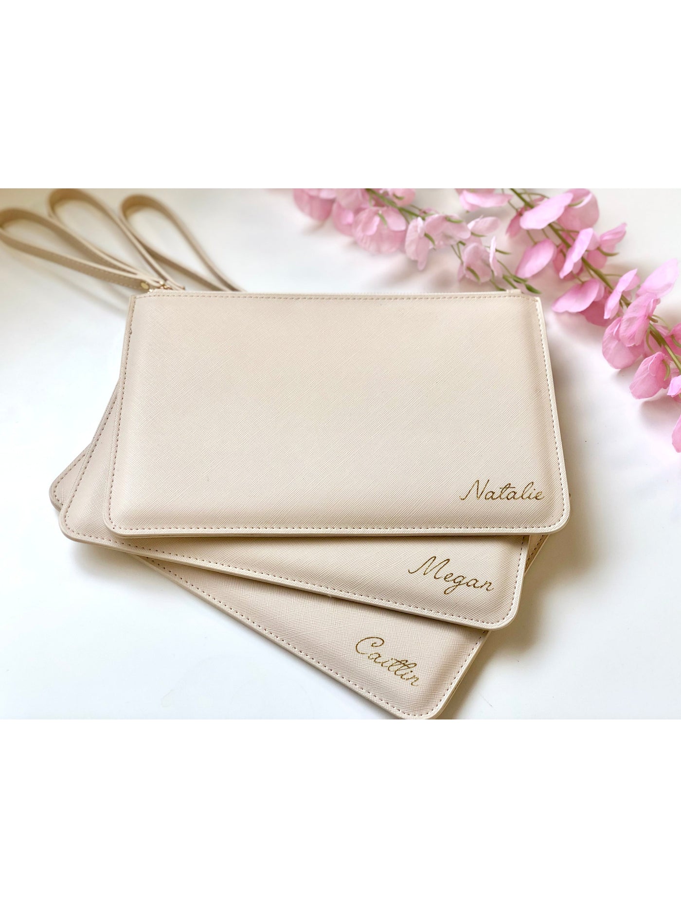 Personalised name clutch bag for bridesmaid gift