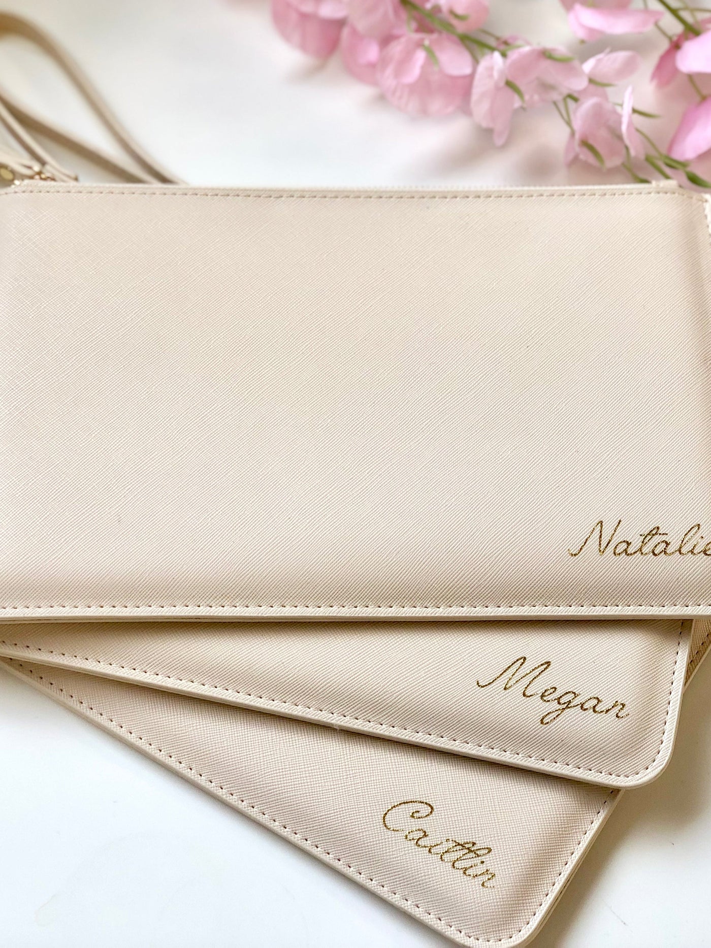 Personalised name clutch bag for bridesmaid gift