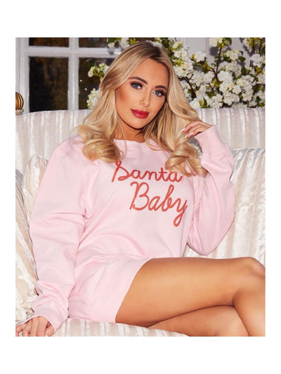 Santa Baby Christmas Jumper in baby Pink
