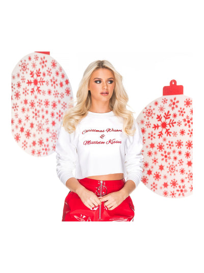 Christmas Wishes & Mistletoe Kisses cropped christmas jumper