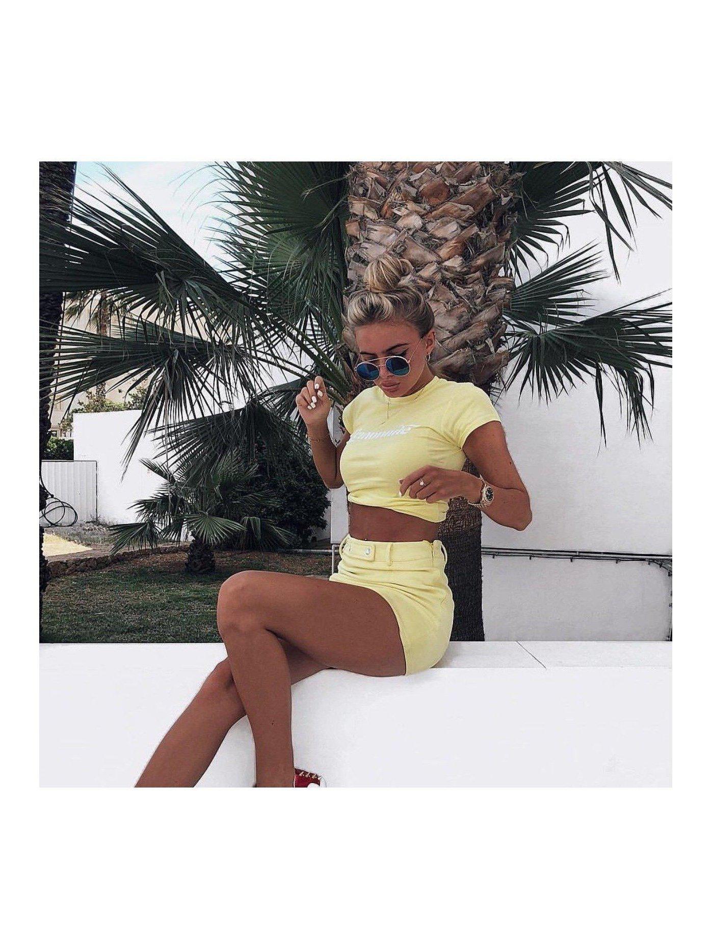 LOLA suede mini skirt in lemon yellow