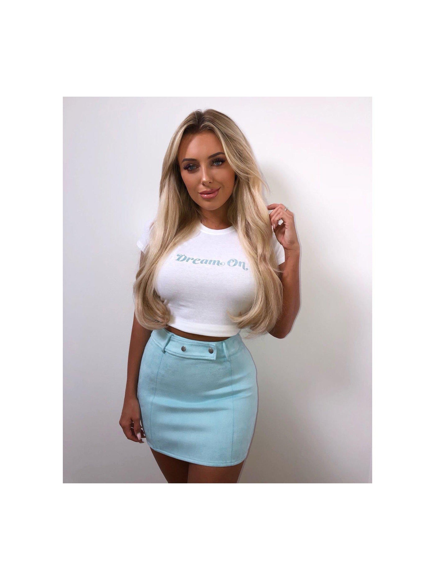 LOLA blue suede skirt