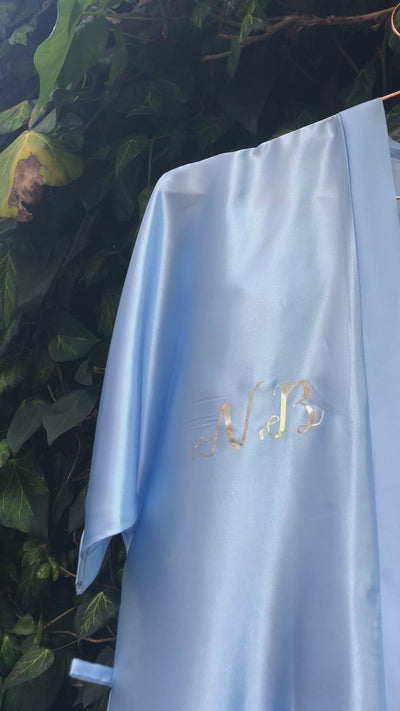 Light blue Personalised Satin Bridesmaid Robe