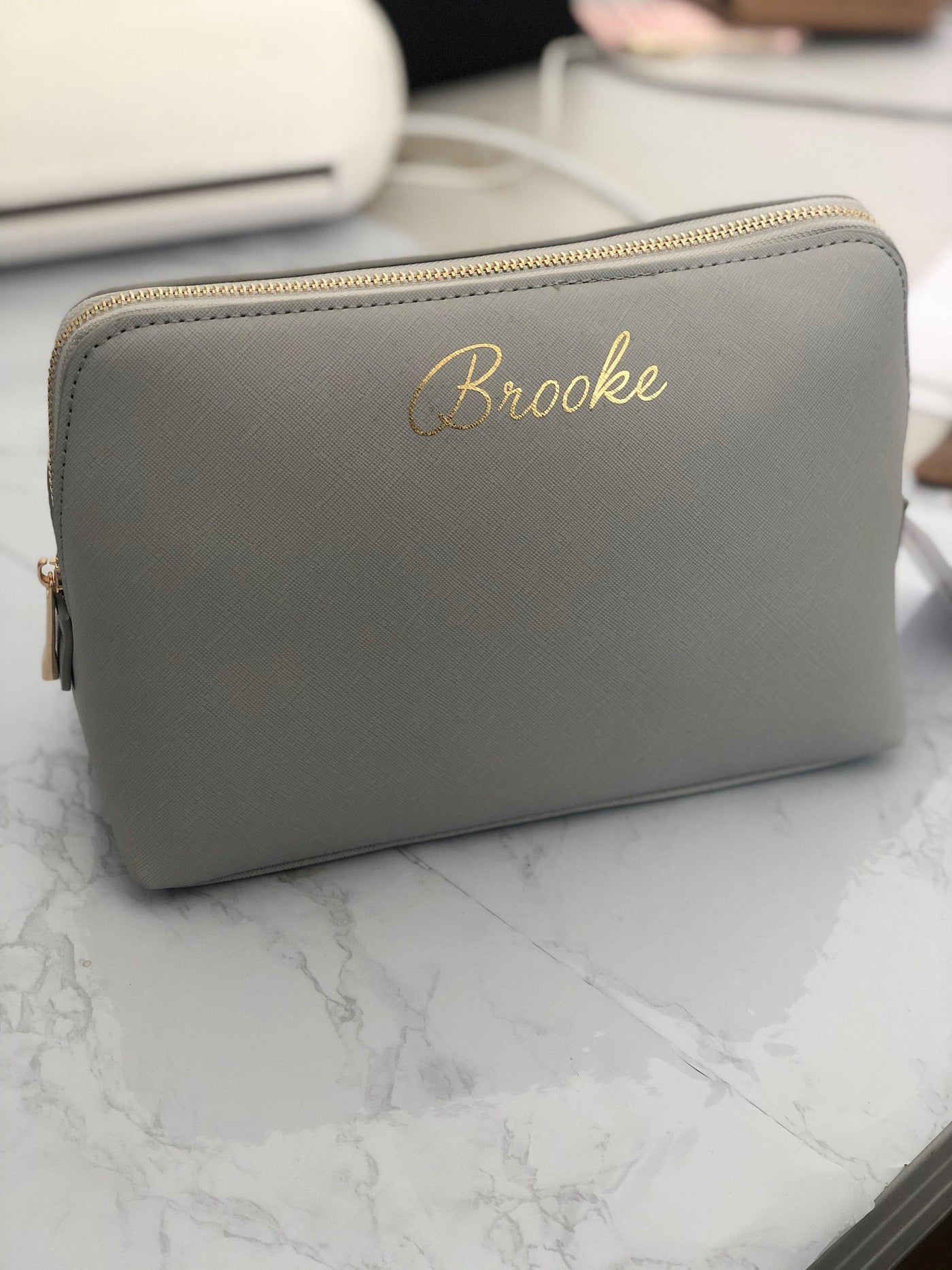 Personalised name make-up bag with gold foil
