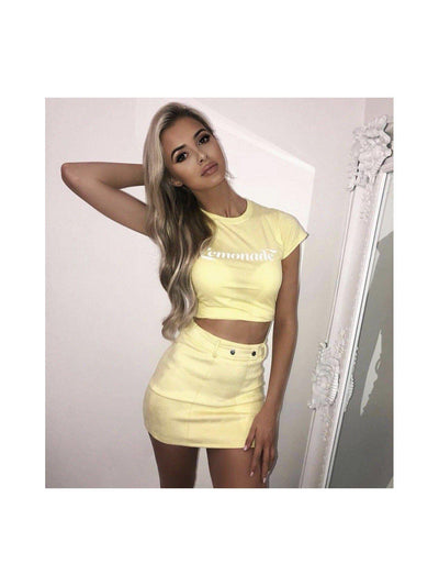 LOLA suede mini skirt in lemon yellow