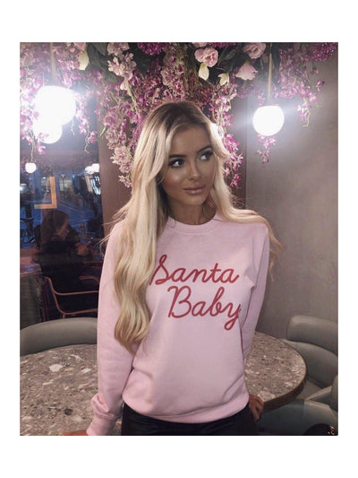 Santa Baby Christmas Jumper in baby Pink