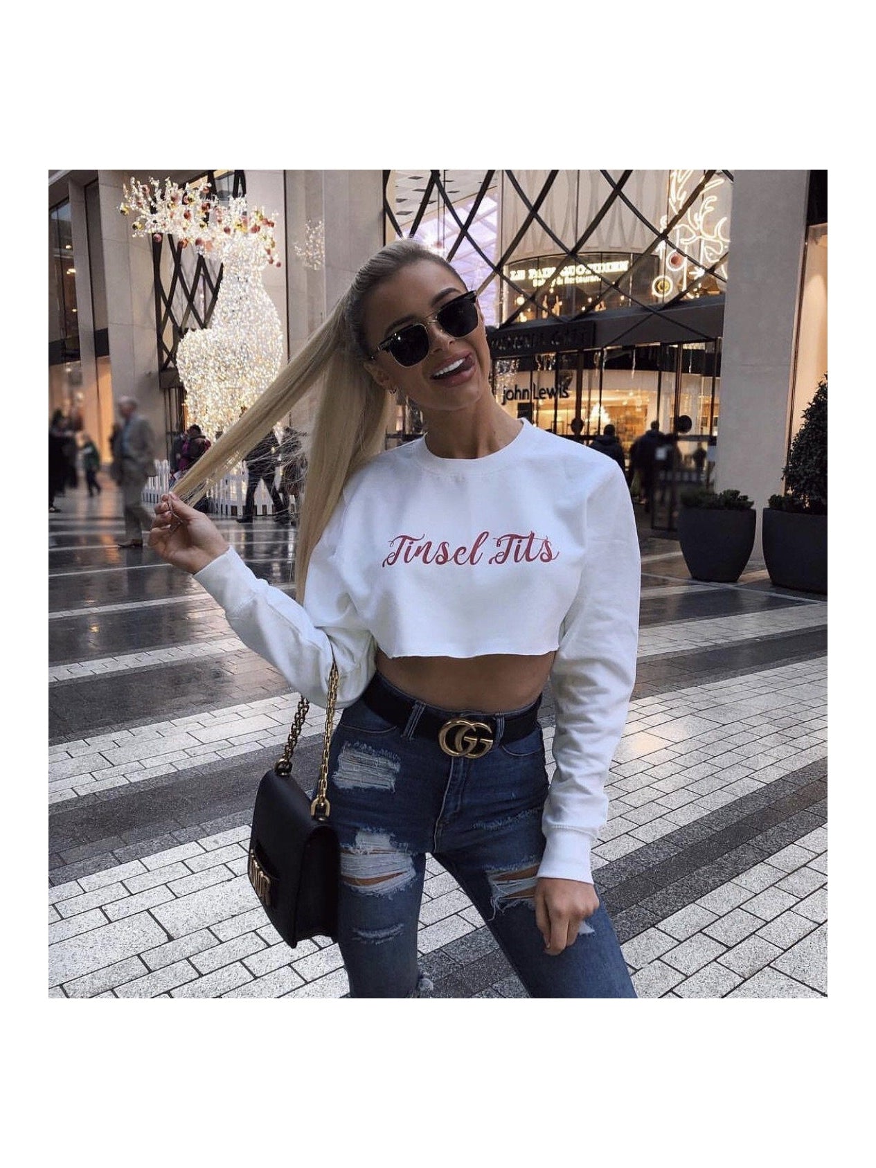 TINSEL TITS cropped Christmas Jumper