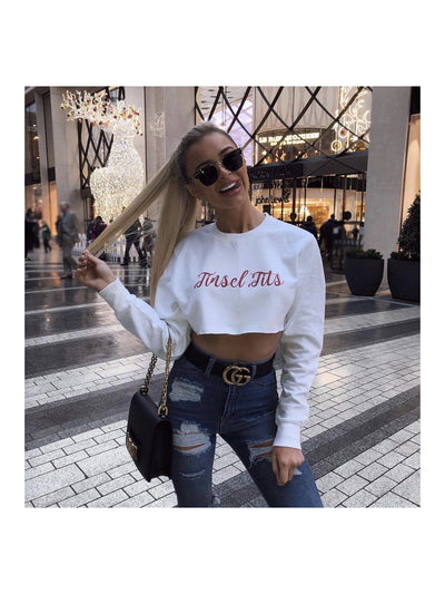 TINSEL TITS cropped Christmas Jumper