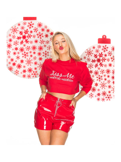 KISS ME cropped Christmas Jumper