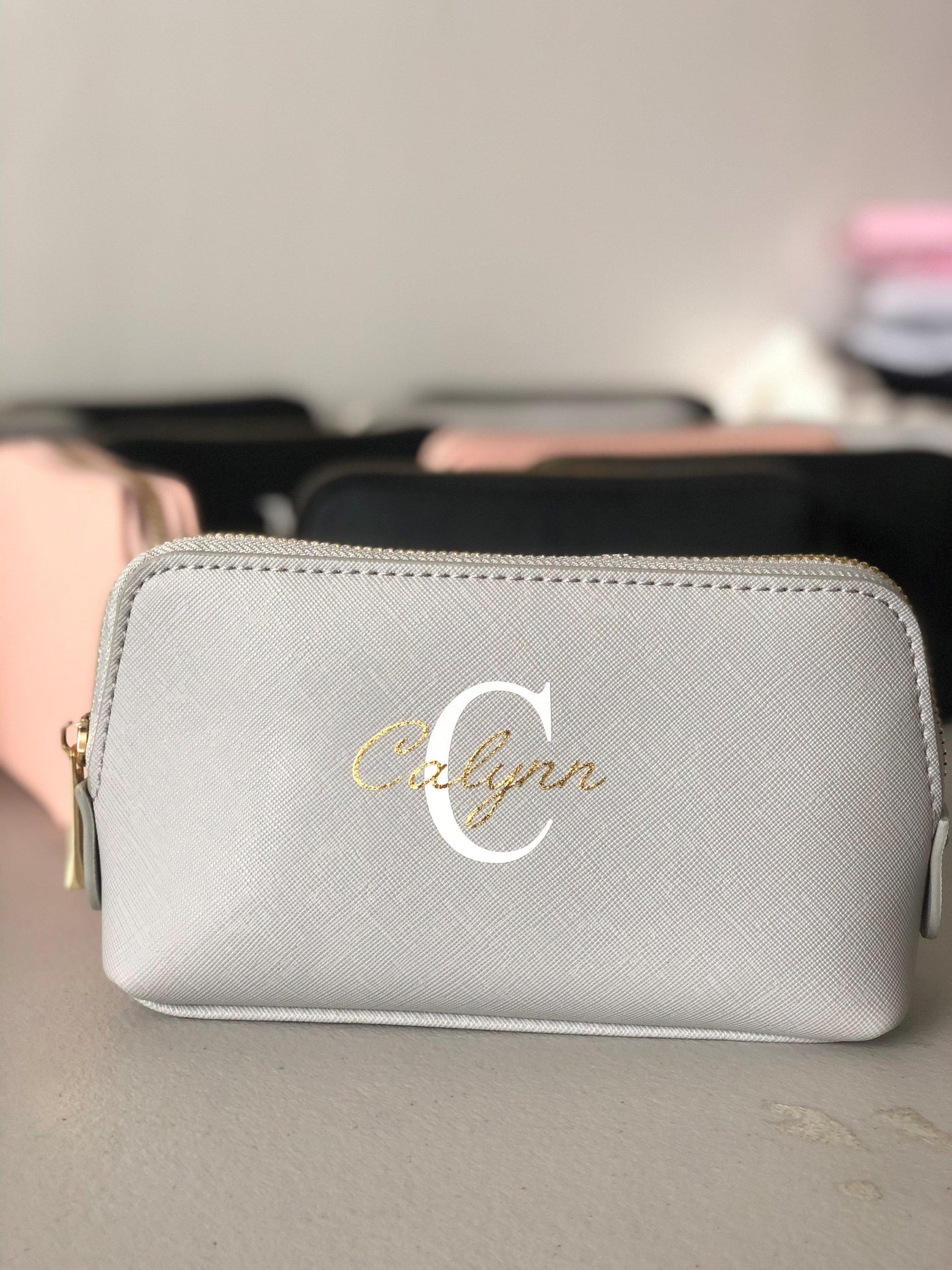 Personalised make-up bag with foil detail