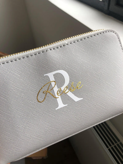 Personalised make-up bag with foil detail