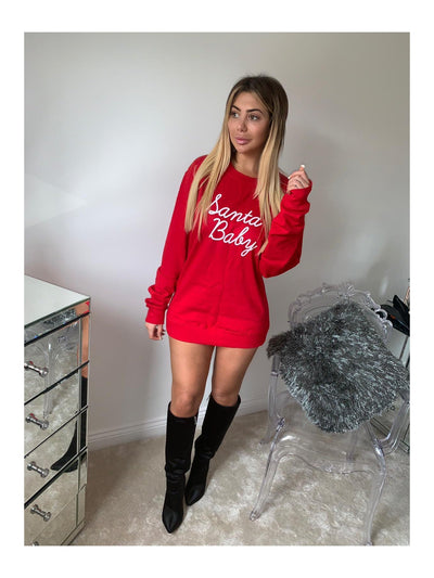 Santa Baby Christmas Jumper in white