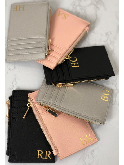 Personalised wallet with gold foil monogram